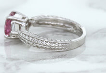 Load image into Gallery viewer, 1.80ct Radiant Pink Sapphire Ring with Diamond Accents in 18K White Gold
