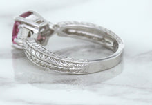 Load image into Gallery viewer, 1.80ct Radiant Pink Sapphire Ring with Diamond Accents in 18K White Gold