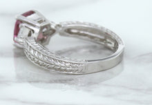 Load image into Gallery viewer, 1.80ct Radiant Pink Sapphire Ring with Diamond Accents in 18K White Gold