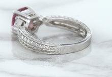 Load image into Gallery viewer, 1.80ct Radiant Pink Sapphire Ring with Diamond Accents in 18K White Gold