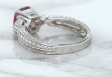 Load image into Gallery viewer, 1.80ct Radiant Pink Sapphire Ring with Diamond Accents in 18K White Gold