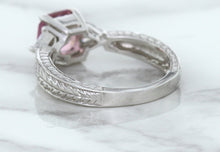 Load image into Gallery viewer, 1.80ct Radiant Pink Sapphire Ring with Diamond Accents in 18K White Gold