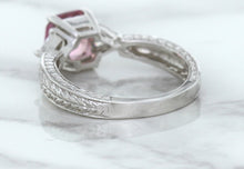Load image into Gallery viewer, 1.80ct Radiant Pink Sapphire Ring with Diamond Accents in 18K White Gold