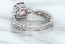 Load image into Gallery viewer, 1.80ct Radiant Pink Sapphire Ring with Diamond Accents in 18K White Gold