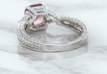 Load image into Gallery viewer, 1.80ct Radiant Pink Sapphire Ring with Diamond Accents in 18K White Gold