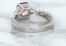 Load image into Gallery viewer, 1.80ct Radiant Pink Sapphire Ring with Diamond Accents in 18K White Gold