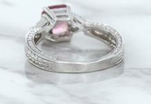 Load image into Gallery viewer, 1.80ct Radiant Pink Sapphire Ring with Diamond Accents in 18K White Gold