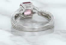 Load image into Gallery viewer, 1.80ct Radiant Pink Sapphire Ring with Diamond Accents in 18K White Gold
