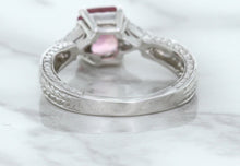 Load image into Gallery viewer, 1.80ct Radiant Pink Sapphire Ring with Diamond Accents in 18K White Gold