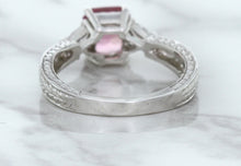 Load image into Gallery viewer, 1.80ct Radiant Pink Sapphire Ring with Diamond Accents in 18K White Gold