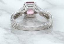 Load image into Gallery viewer, 1.80ct Radiant Pink Sapphire Ring with Diamond Accents in 18K White Gold