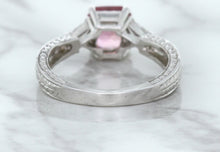 Load image into Gallery viewer, 1.80ct Radiant Pink Sapphire Ring with Diamond Accents in 18K White Gold