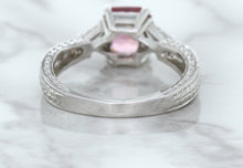Load image into Gallery viewer, 1.80ct Radiant Pink Sapphire Ring with Diamond Accents in 18K White Gold