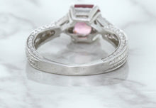 Load image into Gallery viewer, 1.80ct Radiant Pink Sapphire Ring with Diamond Accents in 18K White Gold