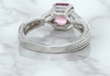 Load image into Gallery viewer, 1.80ct Radiant Pink Sapphire Ring with Diamond Accents in 18K White Gold