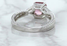 Load image into Gallery viewer, 1.80ct Radiant Pink Sapphire Ring with Diamond Accents in 18K White Gold