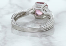 Load image into Gallery viewer, 1.80ct Radiant Pink Sapphire Ring with Diamond Accents in 18K White Gold
