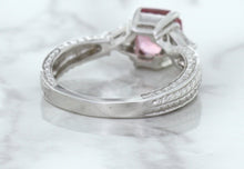 Load image into Gallery viewer, 1.80ct Radiant Pink Sapphire Ring with Diamond Accents in 18K White Gold