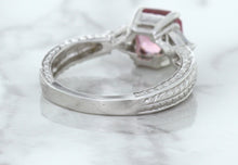 Load image into Gallery viewer, 1.80ct Radiant Pink Sapphire Ring with Diamond Accents in 18K White Gold