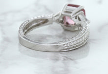 Load image into Gallery viewer, 1.80ct Radiant Pink Sapphire Ring with Diamond Accents in 18K White Gold