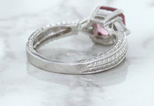 Load image into Gallery viewer, 1.80ct Radiant Pink Sapphire Ring with Diamond Accents in 18K White Gold