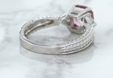 Load image into Gallery viewer, 1.80ct Radiant Pink Sapphire Ring with Diamond Accents in 18K White Gold
