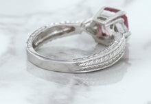 Load image into Gallery viewer, 1.80ct Radiant Pink Sapphire Ring with Diamond Accents in 18K White Gold