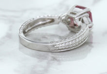 Load image into Gallery viewer, 1.80ct Radiant Pink Sapphire Ring with Diamond Accents in 18K White Gold