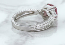 Load image into Gallery viewer, 1.80ct Radiant Pink Sapphire Ring with Diamond Accents in 18K White Gold