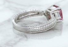 Load image into Gallery viewer, 1.80ct Radiant Pink Sapphire Ring with Diamond Accents in 18K White Gold
