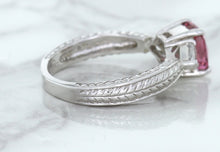 Load image into Gallery viewer, 1.80ct Radiant Pink Sapphire Ring with Diamond Accents in 18K White Gold
