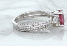 Load image into Gallery viewer, 1.80ct Radiant Pink Sapphire Ring with Diamond Accents in 18K White Gold