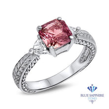 Load image into Gallery viewer, 1.80ct Radiant Pink Sapphire Ring with Diamond Accents in 18K White Gold