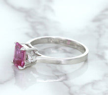 Load image into Gallery viewer, 1.21ct Emerald Pink Sapphire Ring with Diamond Accents in 18K White Gold