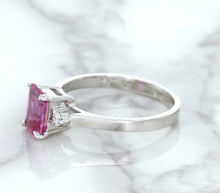 Load image into Gallery viewer, 1.21ct Emerald Pink Sapphire Ring with Diamond Accents in 18K White Gold