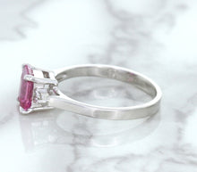 Load image into Gallery viewer, 1.21ct Emerald Pink Sapphire Ring with Diamond Accents in 18K White Gold