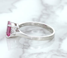 Load image into Gallery viewer, 1.21ct Emerald Pink Sapphire Ring with Diamond Accents in 18K White Gold
