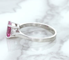 Load image into Gallery viewer, 1.21ct Emerald Pink Sapphire Ring with Diamond Accents in 18K White Gold