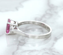 Load image into Gallery viewer, 1.21ct Emerald Pink Sapphire Ring with Diamond Accents in 18K White Gold
