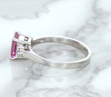 Load image into Gallery viewer, 1.21ct Emerald Pink Sapphire Ring with Diamond Accents in 18K White Gold