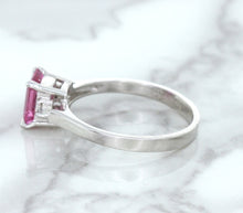 Load image into Gallery viewer, 1.21ct Emerald Pink Sapphire Ring with Diamond Accents in 18K White Gold