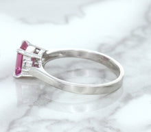 Load image into Gallery viewer, 1.21ct Emerald Pink Sapphire Ring with Diamond Accents in 18K White Gold