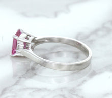 Load image into Gallery viewer, 1.21ct Emerald Pink Sapphire Ring with Diamond Accents in 18K White Gold