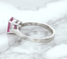 Load image into Gallery viewer, 1.21ct Emerald Pink Sapphire Ring with Diamond Accents in 18K White Gold