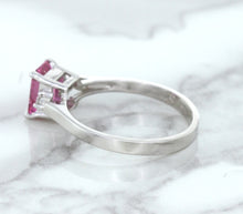 Load image into Gallery viewer, 1.21ct Emerald Pink Sapphire Ring with Diamond Accents in 18K White Gold
