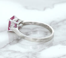 Load image into Gallery viewer, 1.21ct Emerald Pink Sapphire Ring with Diamond Accents in 18K White Gold