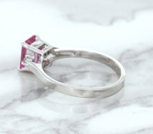 Load image into Gallery viewer, 1.21ct Emerald Pink Sapphire Ring with Diamond Accents in 18K White Gold