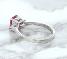 Load image into Gallery viewer, 1.21ct Emerald Pink Sapphire Ring with Diamond Accents in 18K White Gold