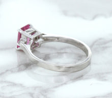 Load image into Gallery viewer, 1.21ct Emerald Pink Sapphire Ring with Diamond Accents in 18K White Gold