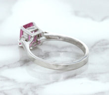 Load image into Gallery viewer, 1.21ct Emerald Pink Sapphire Ring with Diamond Accents in 18K White Gold